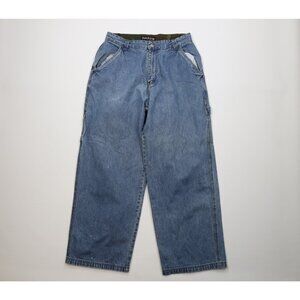 Vtg 90s Y2K Toy Machine Skateboarding Mens 34x32 Baggy Wide Leg Denim Jeans Blue